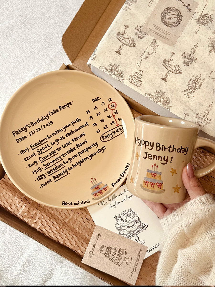 Niche Style, Ceramic Plate and Coffee Mugs with Hand-painted and Customized, Perfect Birthday Gifts
