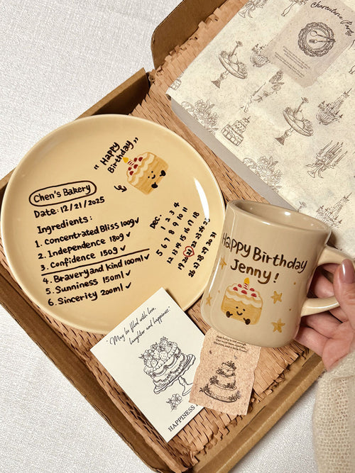 Niche Style, Ceramic Plate and Coffee Mugs with Hand-painted and Customized, Perfect Birthday Gifts