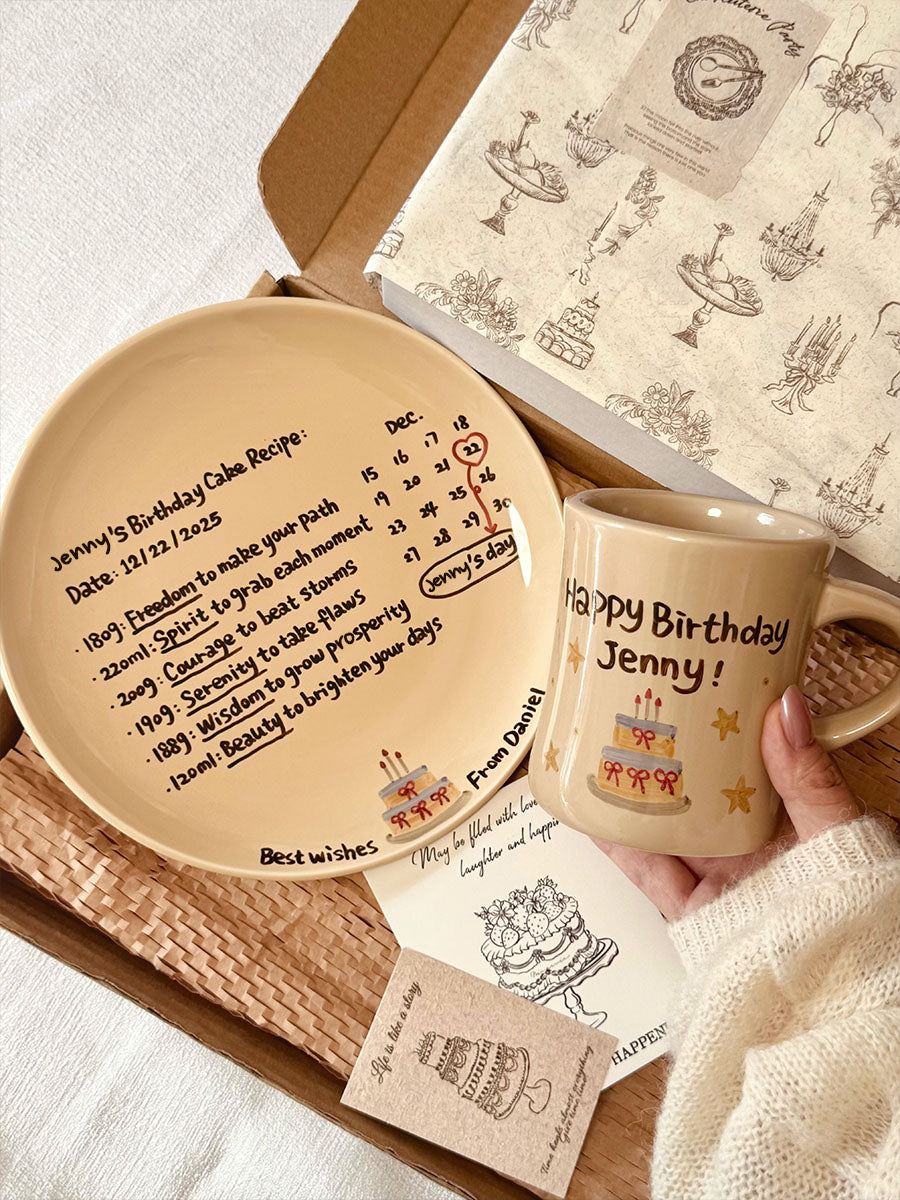 Niche Style, Ceramic Plate and Coffee Mugs with Hand-painted and Customized, Perfect Birthday Gifts