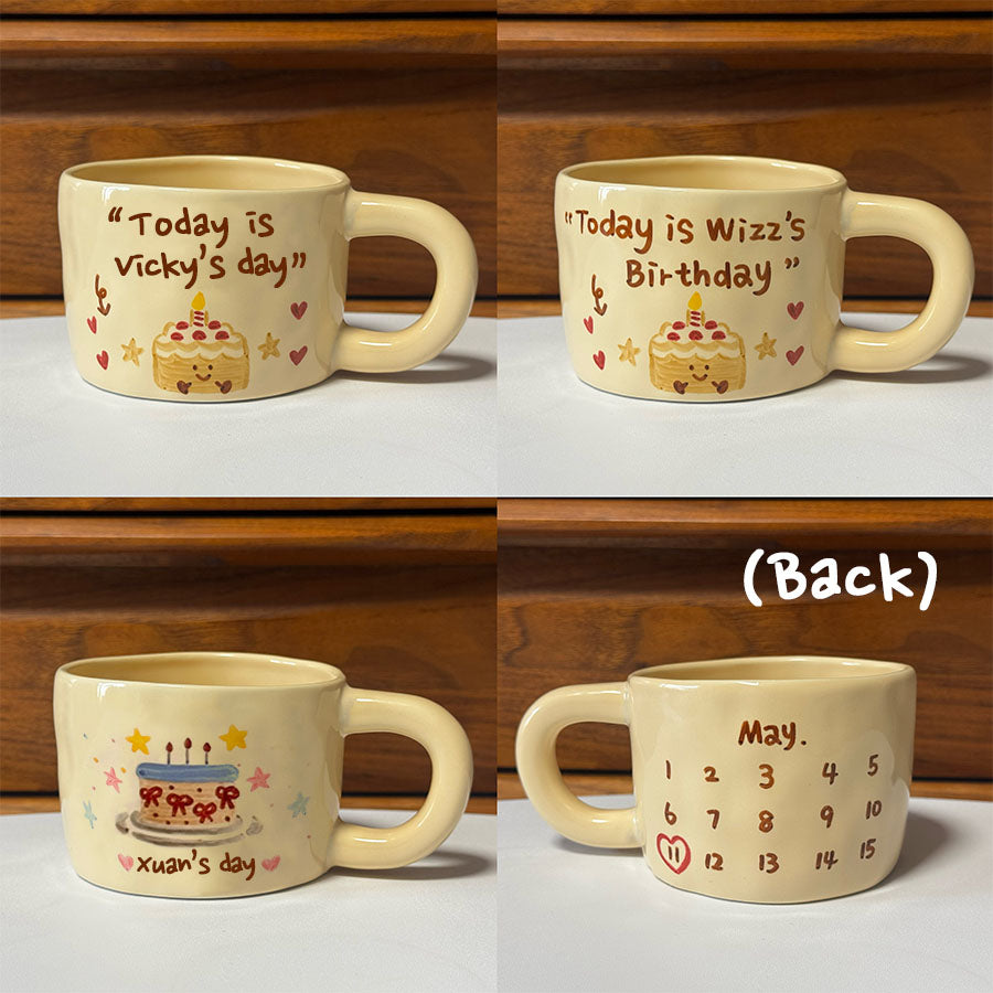 Custom Hand-Painted Ceramic Plate & Coffee Mug Set - Personalized Birthday Keepsake Gift