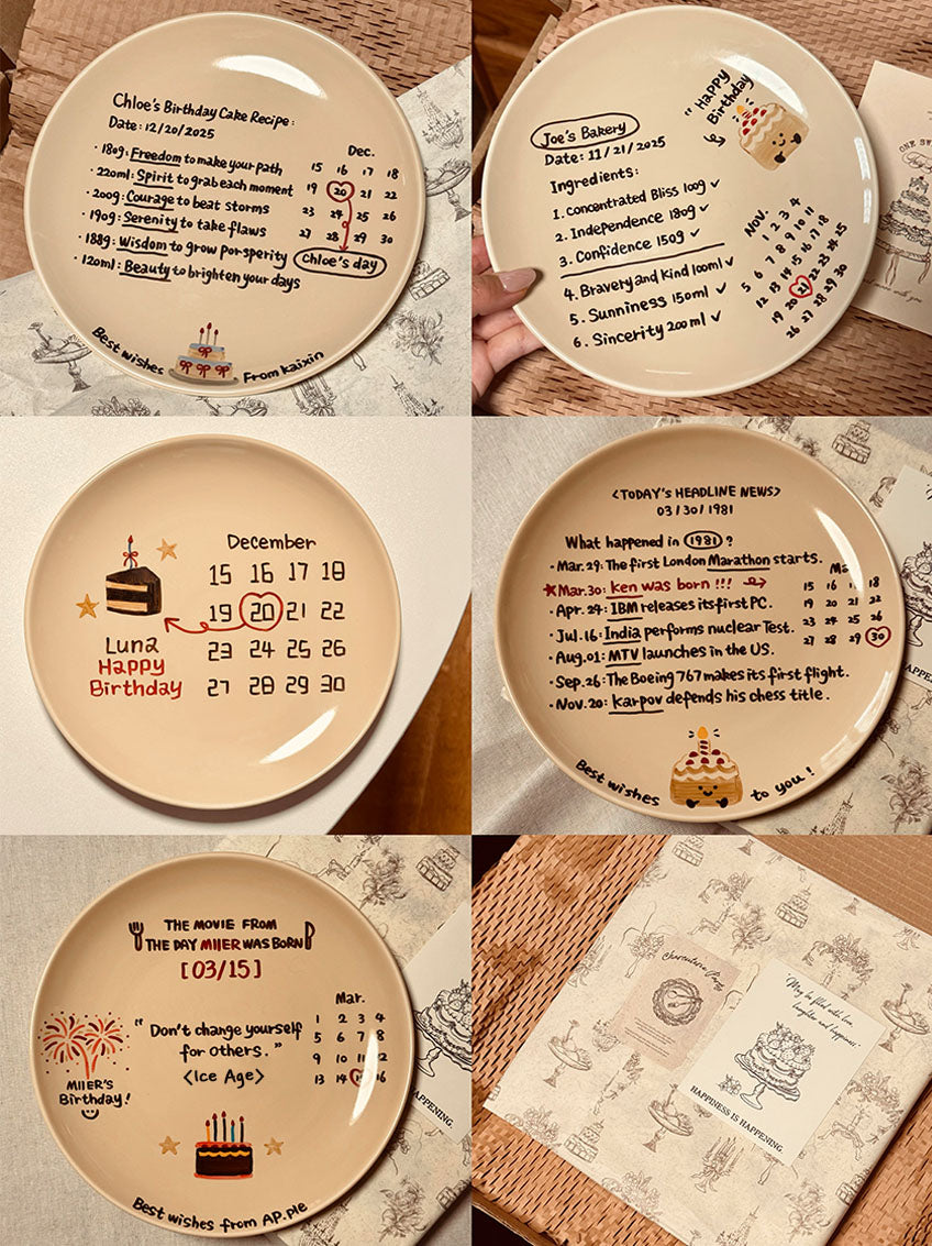 Niche Style, Ceramic Plate and Coffee Mugs with Hand-painted and Customized, Perfect Birthday Gifts