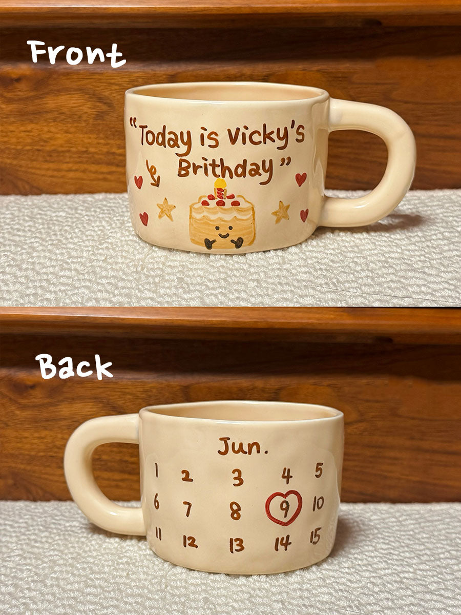 Custom Hand-Painted Ceramic Plate & Coffee Mug Set - Personalized Birthday Keepsake Gift